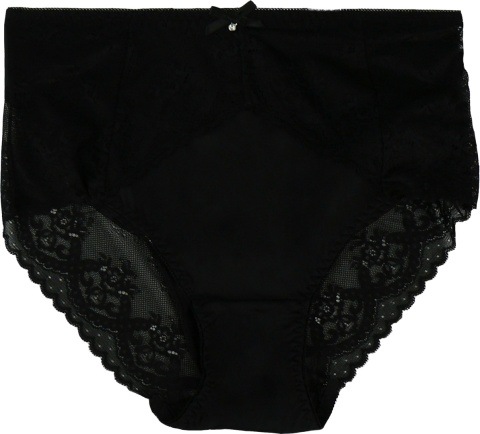 Pełne Opinające Majtki Damskie Figi Koronkowe Wysoki Stan 3XL czarne