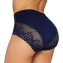 Pełne Opinające Majtki Damskie Figi Koronkowe Wysoki Stan 2XL granatowe