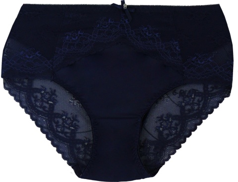 Pełne Opinające Majtki Damskie Figi Koronkowe Wysoki Stan 3XL granatowe