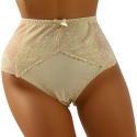 Pełne Opinające Majtki Damskie Figi Koronkowe Wysoki Stan 3XL kremowe
