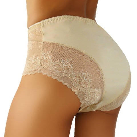 Pełne Opinające Majtki Damskie Figi Koronkowe Wysoki Stan 3XL kremowe