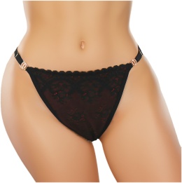 Seksi Stringi Koronkowe Majtki Damskie Figi S/M czarno-czerwone