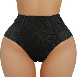 WYSOKI STAN BRAZYLIANY MAJTKI DAMSKIE figi PLUS SIZE czarno-beżowe 3XL