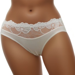 Wygodne Bawełniane Majtki Damskie Figi z Koronką 4053 XL ecru