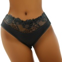 Wygodne Bawełniane Majtki Damskie Figi z Koronką 4053 XL grafitowe