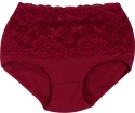 Wysoki Stan Majtki Damskie Figi Plus Size z Koronką 3XL bordowe