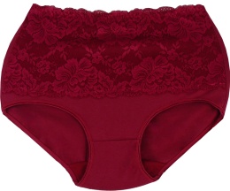 Wysoki Stan Majtki Damskie Figi Plus Size z Koronką 4XL bordowe