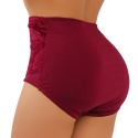 Wysoki Stan Majtki Damskie Figi Plus Size z Koronką 4XL bordowe