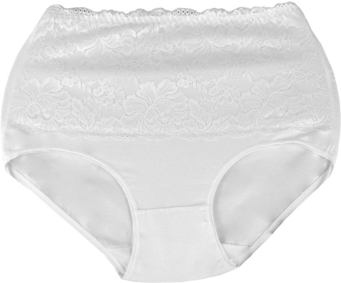 Wysoki Stan Majtki Damskie Figi Plus Size z Koronką 4XL ecru