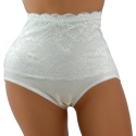 Wysoki Stan Majtki Damskie Figi Plus Size z Koronką 4XL ecru