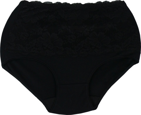 Wysoki Stan Majtki Damskie Figi Plus Size z Koronką 3XL czarne