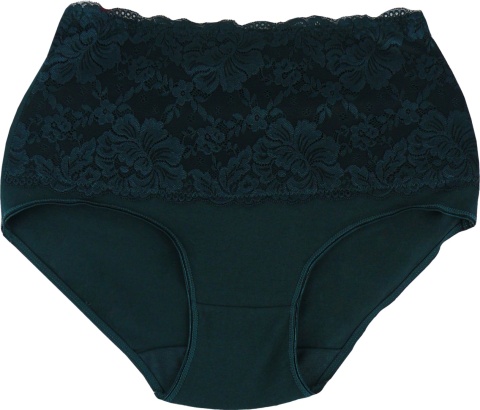 Wysoki Stan Majtki Damskie Figi Plus Size z Koronką 3XL zielone