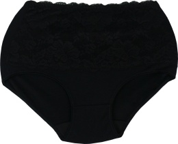 Wysoki Stan Majtki Damskie Figi Plus Size z Koronką 4XL czarne