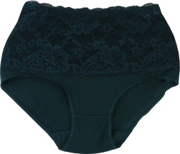 Wysoki Stan Majtki Damskie Figi Plus Size z Koronką 5XL zielone