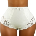 Wysoki Stan Pełne Koronkowe Figi Damskie Majtki Bawełniane 3XL ecru