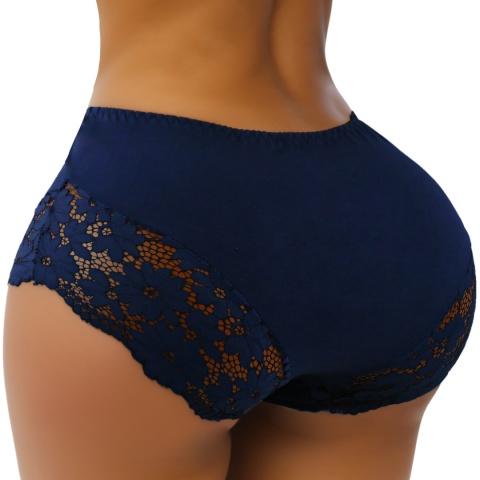 Wysoki Stan Pełne Koronkowe Figi Damskie Majtki Bawełniane 3XL granatowe
