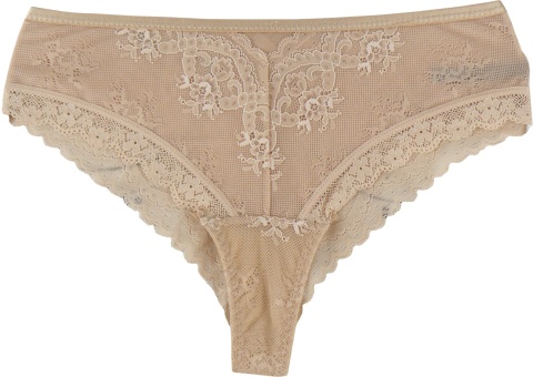 Zmysłowe Brazyliany Damskie Stringi Koronkowe Majtki L/XL beżowe