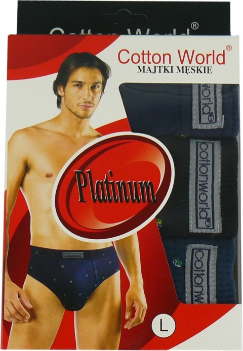 3X Slipy Męskie Klasyczne Majtki 100% Bawełniane Cotton World 2XL