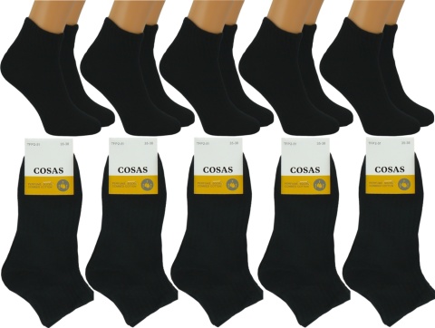 5x DAMSKIE SKARPETY SPORTOWE BAWEŁNIANE czarne 39-42