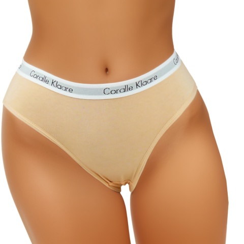 Kolorowe Jednolite Gładkie Damskie Majtki Figi Bawełniane M/L morelowe