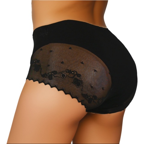 KAROMI Koronkowe Majtki Damskie Figi Wyższy Stan Wiskoza 4XL czarny