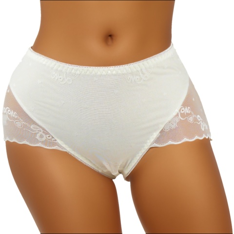 KAROMI Koronkowe Majtki Damskie Figi Wyższy Stan Wiskoza 4XL ecru