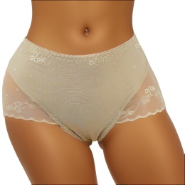 KAROMI Koronkowe Majtki Damskie Figi Wyższy Stan Wiskoza 3XL beż (nude)