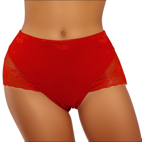 KAROMI Koronkowe Majtki Damskie Figi Wyższy Stan Wiskoza 3XL czerwone