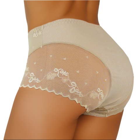 KAROMI Koronkowe Majtki Damskie Figi Wyższy Stan Wiskoza 4XL beż (nude)