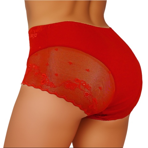 KAROMI Koronkowe Majtki Damskie Figi Wyższy Stan Wiskoza 4XL czerwone