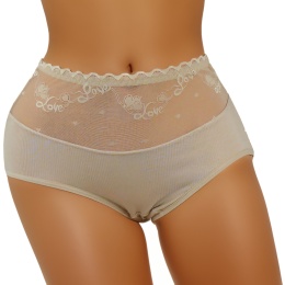 Pełne Majtki Damskie Figi z Wyższym Stanem WISKOZA 2XL beżowe (nude)