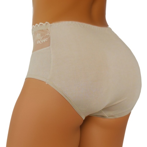 Pełne Majtki Damskie Figi z Wyższym Stanem WISKOZA 2XL beżowe (nude)