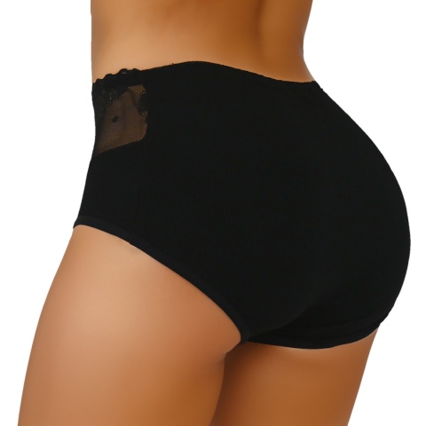 Pełne Majtki Damskie Figi z Wyższym Stanem WISKOZA 2XL czarne