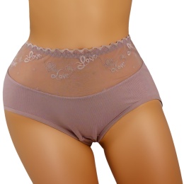 Pełne Majtki Damskie Figi z Wyższym Stanem WISKOZA 4XL dusty pink