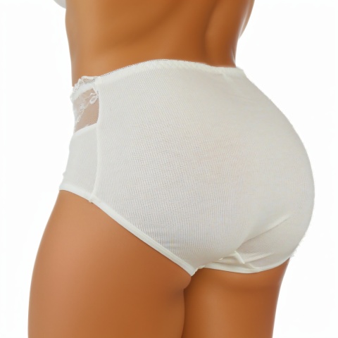 Pełne Majtki Damskie Figi z Wyższym Stanem WISKOZA 4XL ecru