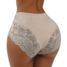 Plus Size Śliczne Majtki Damskie Bawełniane Figi Koronkowe 4XL beżowy