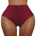 Plus Size Śliczne Majtki Damskie Bawełniane Figi Koronkowe 4XL bordowe