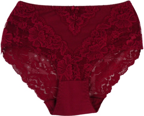 Plus Size Śliczne Majtki Damskie Bawełniane Figi Koronkowe 4XL bordowe