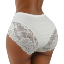 Plus Size Śliczne Majtki Damskie Bawełniane Figi Koronkowe 4XL ecru