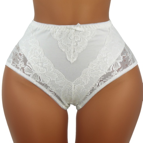 Plus Size Śliczne Majtki Damskie Bawełniane Figi Koronkowe 4XL ecru