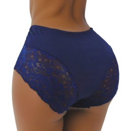 Plus Size Śliczne Majtki Damskie Bawełniane Figi Koronkowe 4XL granatowe