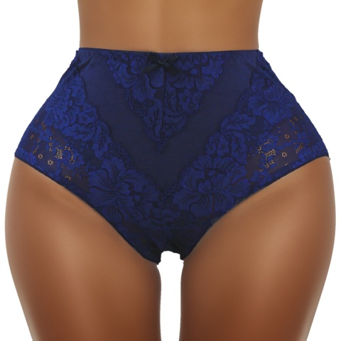 Plus Size Śliczne Majtki Damskie Bawełniane Figi Koronkowe 4XL granatowe