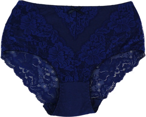 Plus Size Śliczne Majtki Damskie Bawełniane Figi Koronkowe 4XL granatowe