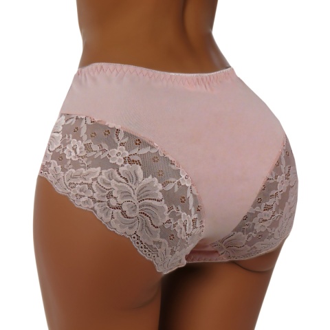 Plus Size Śliczne Majtki Damskie Bawełniane Figi Koronkowe 3XL różowe