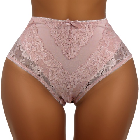 Plus Size Śliczne Majtki Damskie Bawełniane Figi Koronkowe 4XL różowe