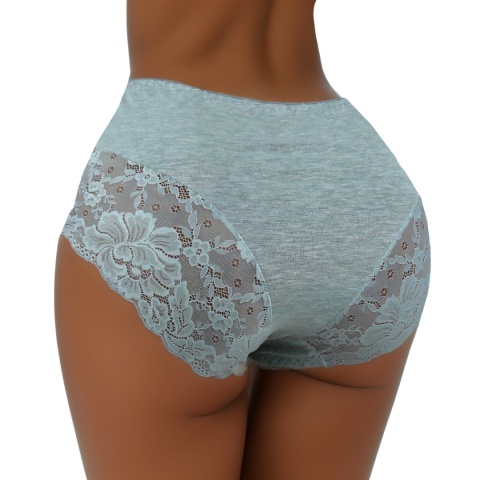 Plus Size Śliczne Majtki Damskie Bawełniane Figi Koronkowe 3XL szare