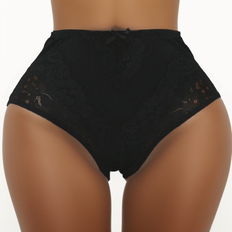 Plus Size Śliczne Majtki Damskie Bawełniane Figi Koronkowe 5XL czarne