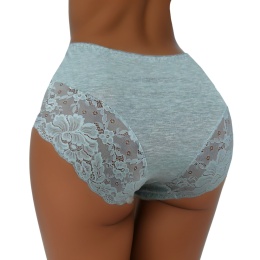 Plus Size Śliczne Majtki Damskie Bawełniane Figi Koronkowe 4XL szare