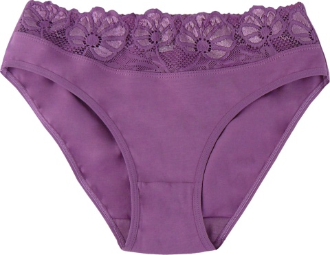 Wygodne Bawełniane Majtki Damskie Figi z Koronką 4053 XXL lawendowe