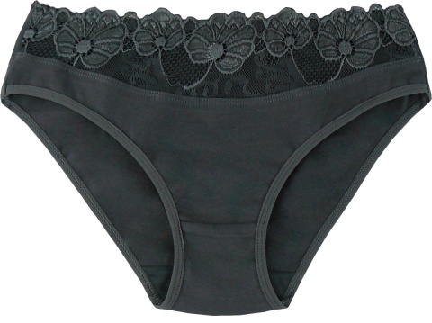 Wygodne Bawełniane Majtki Damskie Figi z Koronką 4053 3XL grafitowe